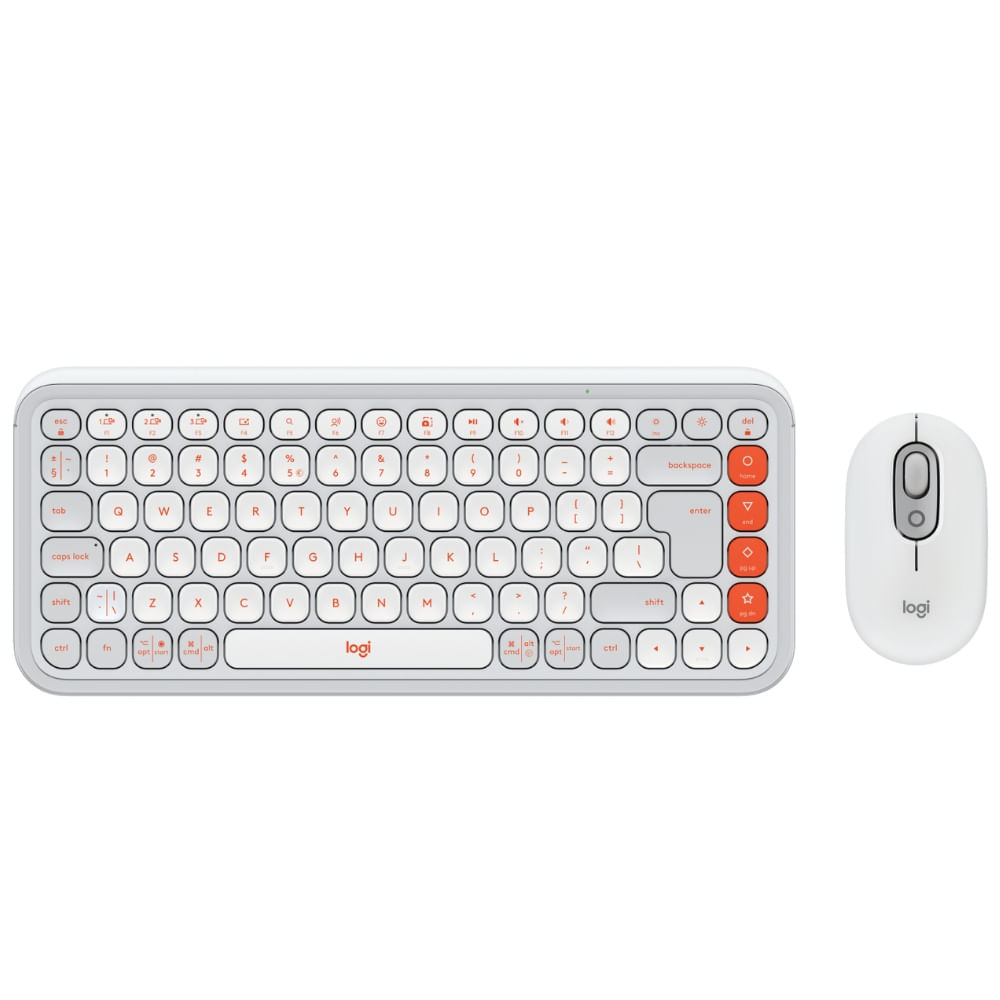 Kit Teclado y Mouse Logitech Pop Icon Bluetooth Multidispositivo Blanco