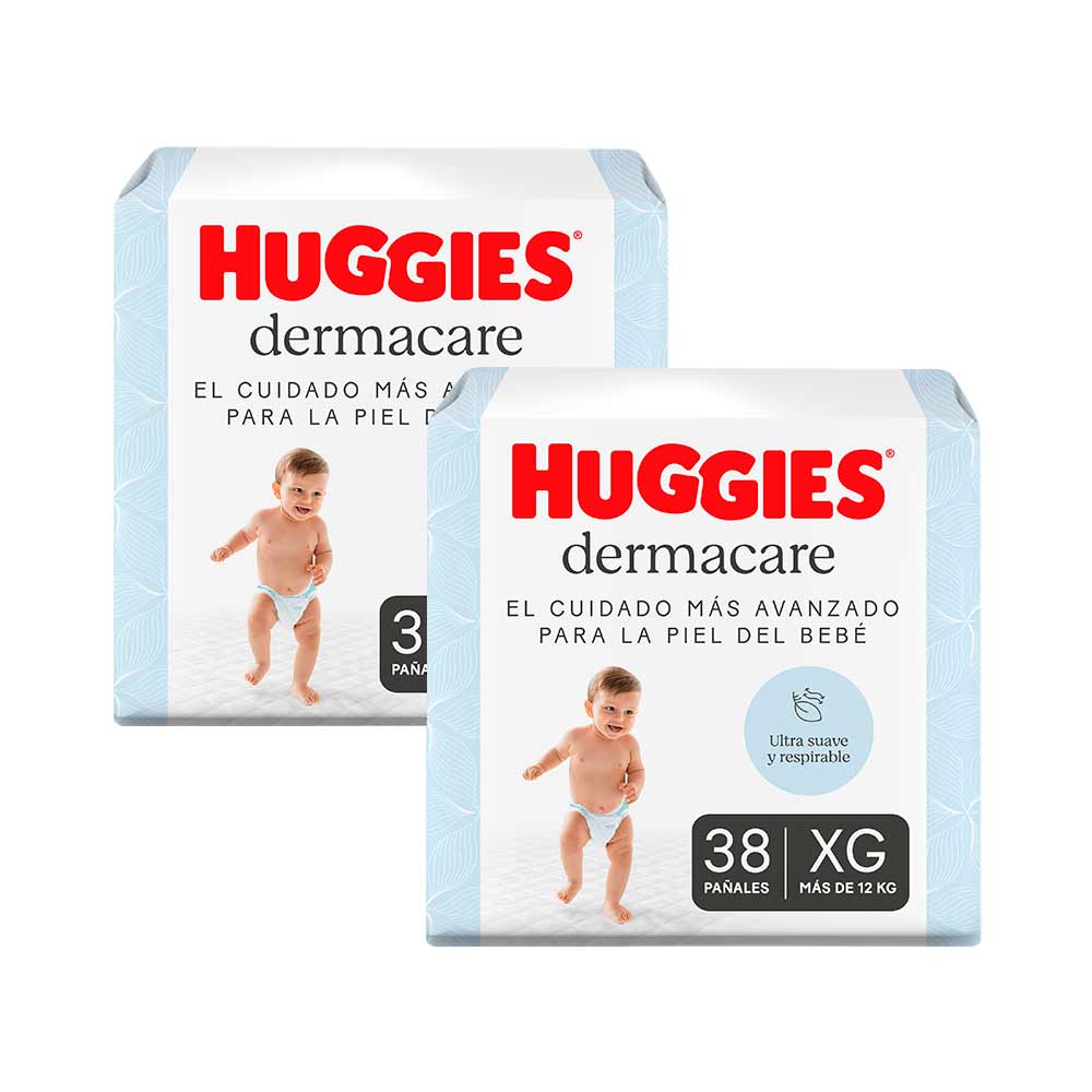 Pack Pañal HUGGIES Dermacare Talla XG Paquete 38un x 2un