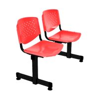 Banqueta De Espera Tandem Prisma Base Negro 2 Asientos Rojo Ofideas