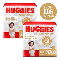 Pack x2 Pañales HUGGIES Natural Care Talla XXG Paquete 58un