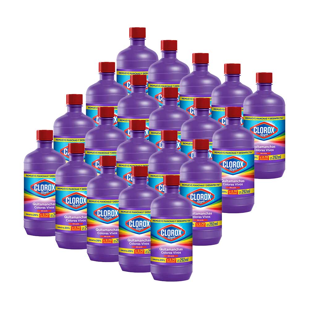 Quitamanchas CLOROX Ropa Color Paquete 20 Botellas 292ml c/u