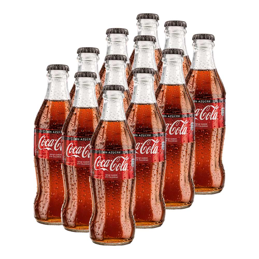 Gaseosa COCA COLA Sin azúcar Caja 12 Botellas Vidrio 300ml c/u