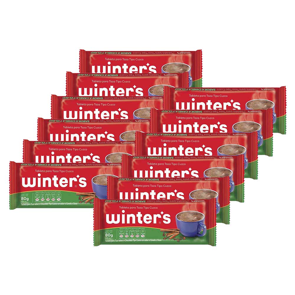 Chocolate para taza WINTER'S Canela y clavo Caja 12 Bolsas 80g c/u
