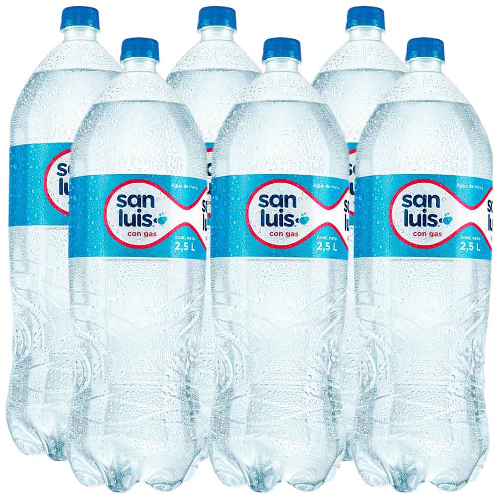 Agua Mineral SAN LUIS Con Gas Paquete 6 Botellas 2.5L c/u