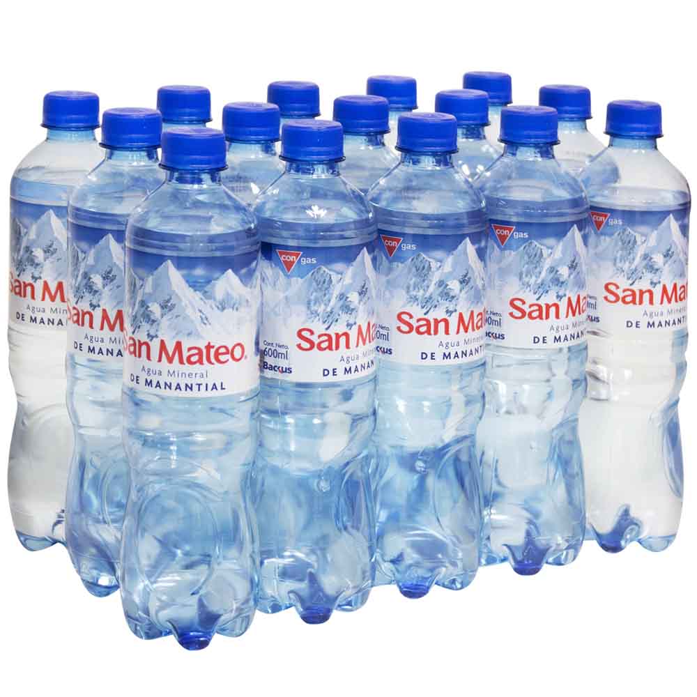 Agua Mineral SAN MATEO Con Gas Paquete 15 Botellas 600ml c/u