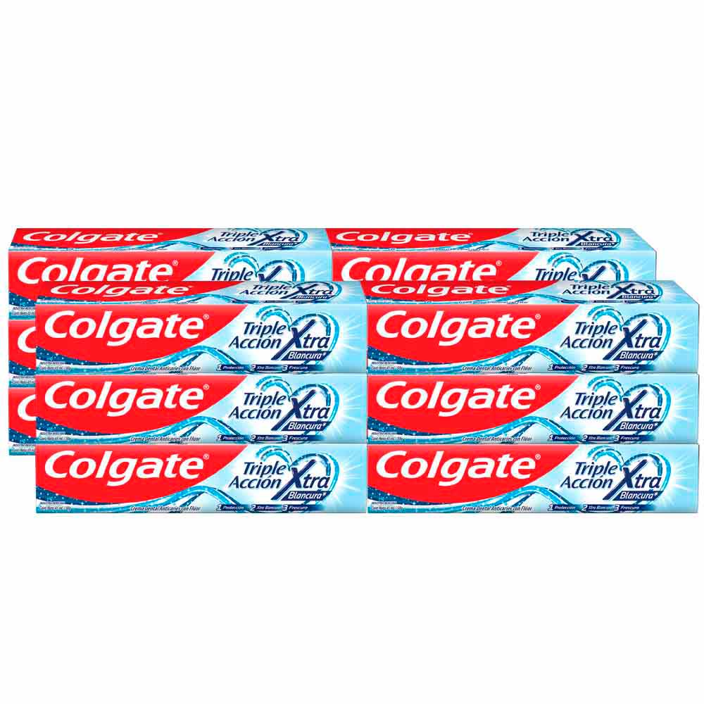 Crema Dental COLGATE Triple Accción Extra Blancura Paquete 12 Tubos 45ml c/u