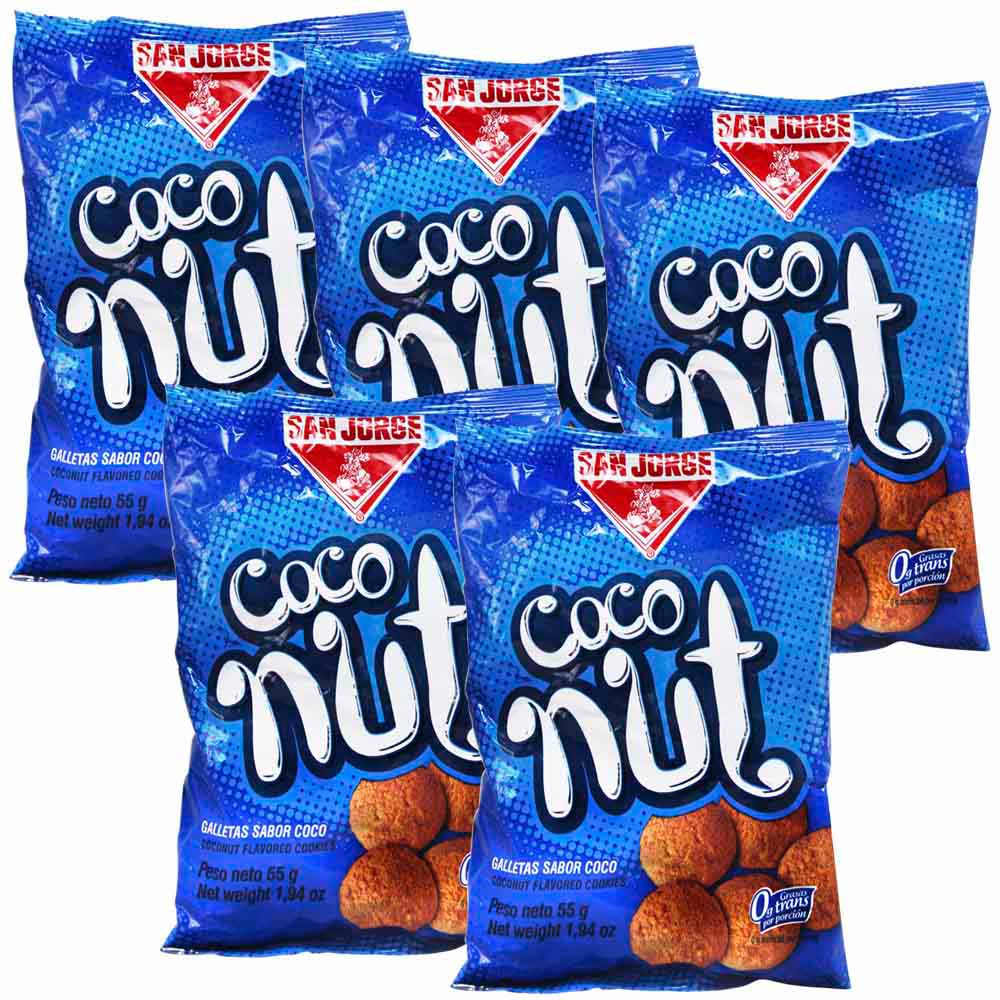 Galletitas SAN JORGE Coco Paquete 5 Bolsas 55g c/u