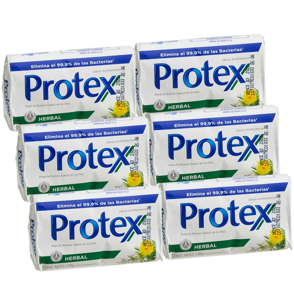 Jabón Antibacterial Herbal Barra PROTEX Paquete 6 Barras 120g c/u