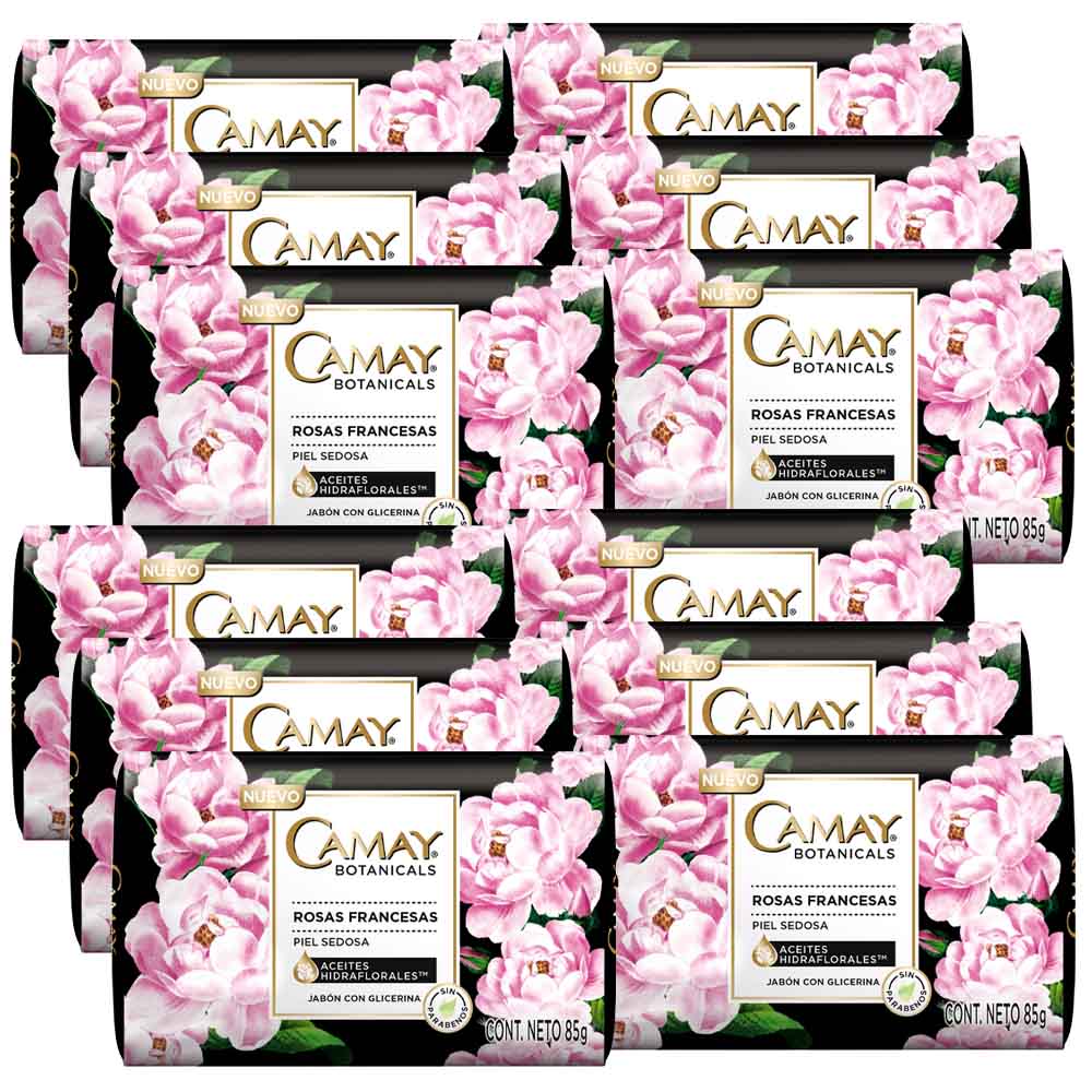 Jabón CAMAY con Glicerina Rosas Francesas Paquete 12 Bolsas 85g c/u