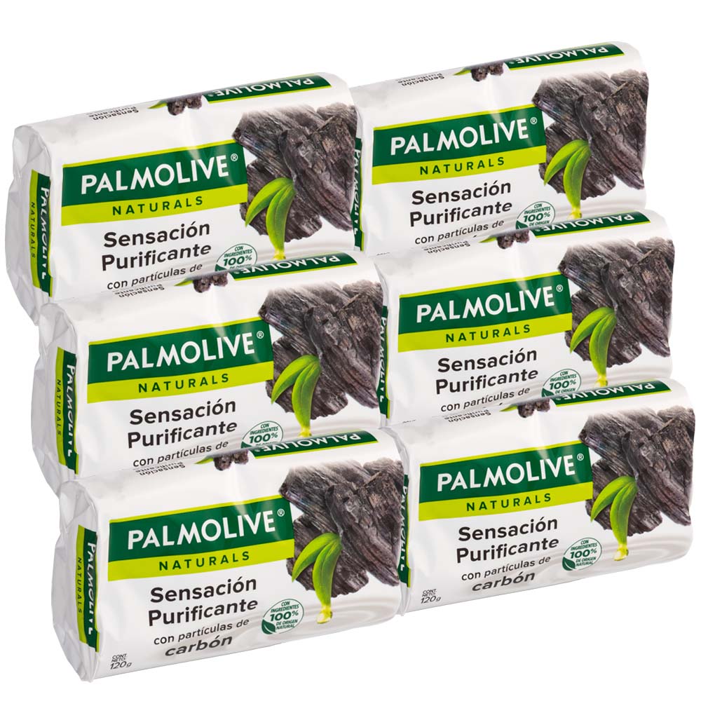Jabón de Tocador PALMOLIVE Carbón Paquete 6 Barras 120g c/u