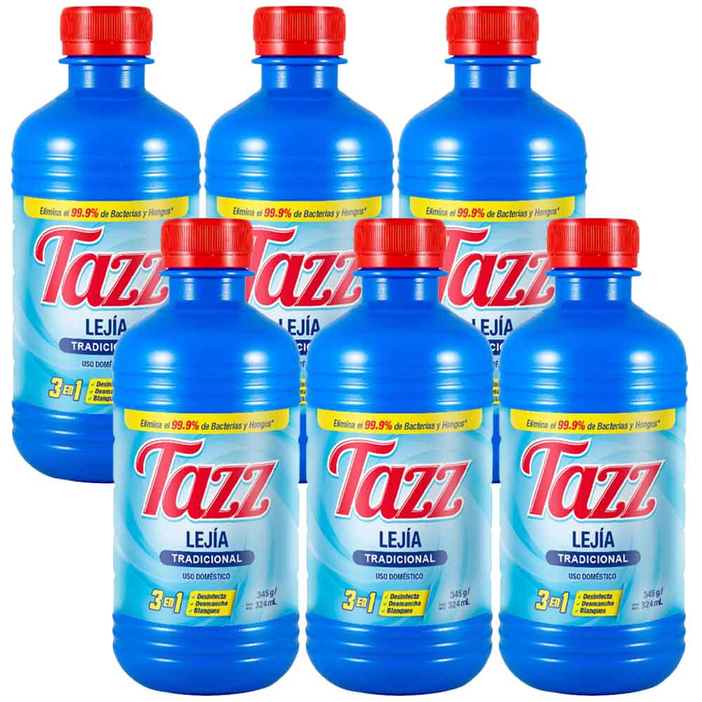 Lejía Tradicional TAZZ Paquete 6 Botellas 324ml c/u
