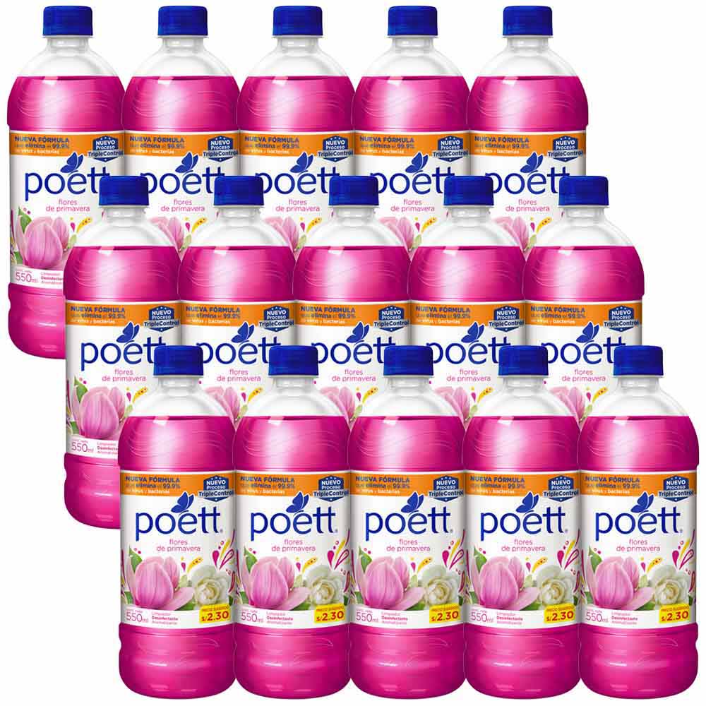 Limpiatodo POET Primavera Paquete 15 Botellas 550ml c/u