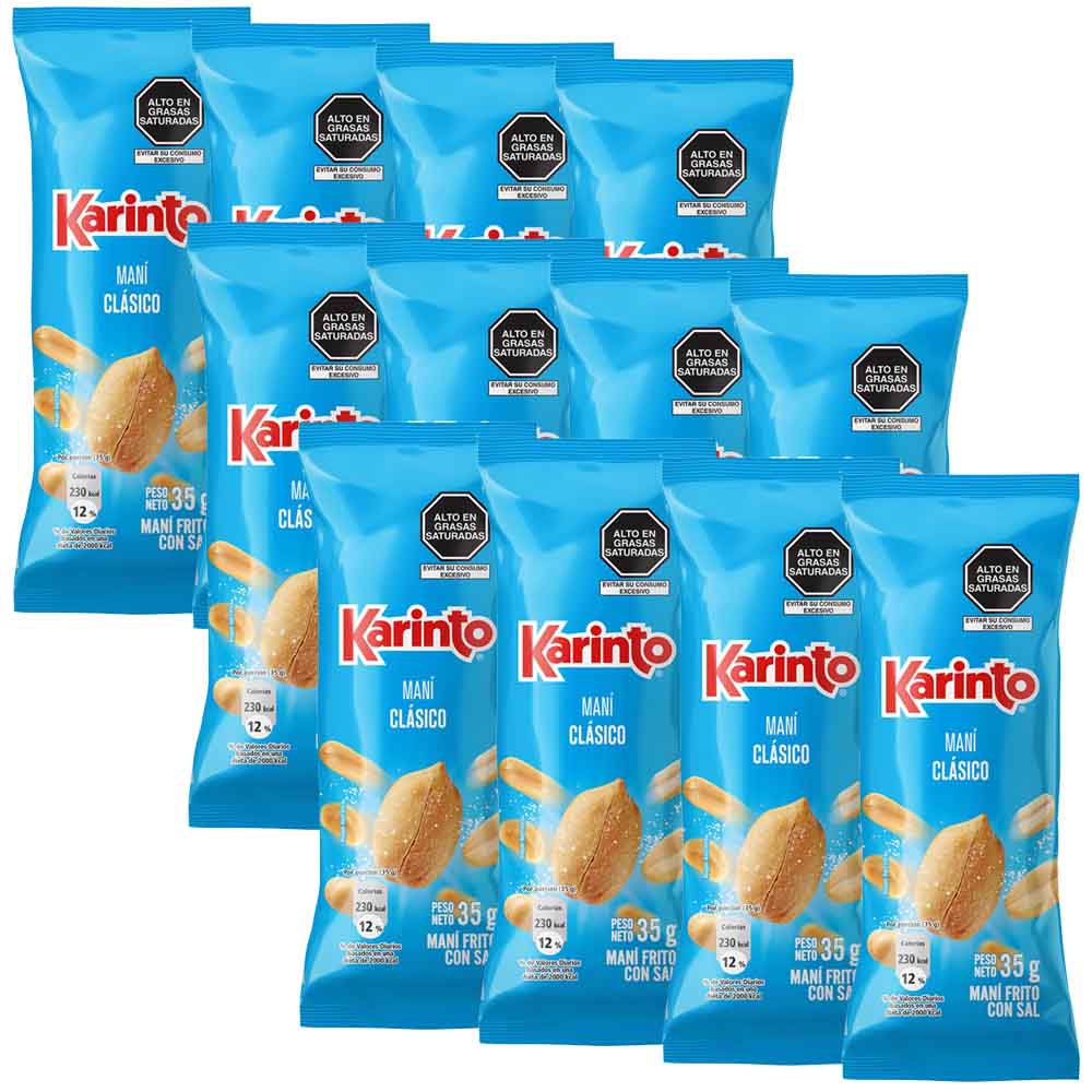Maní Salado KARINTO Tira 12 Bolsas 35g c/u