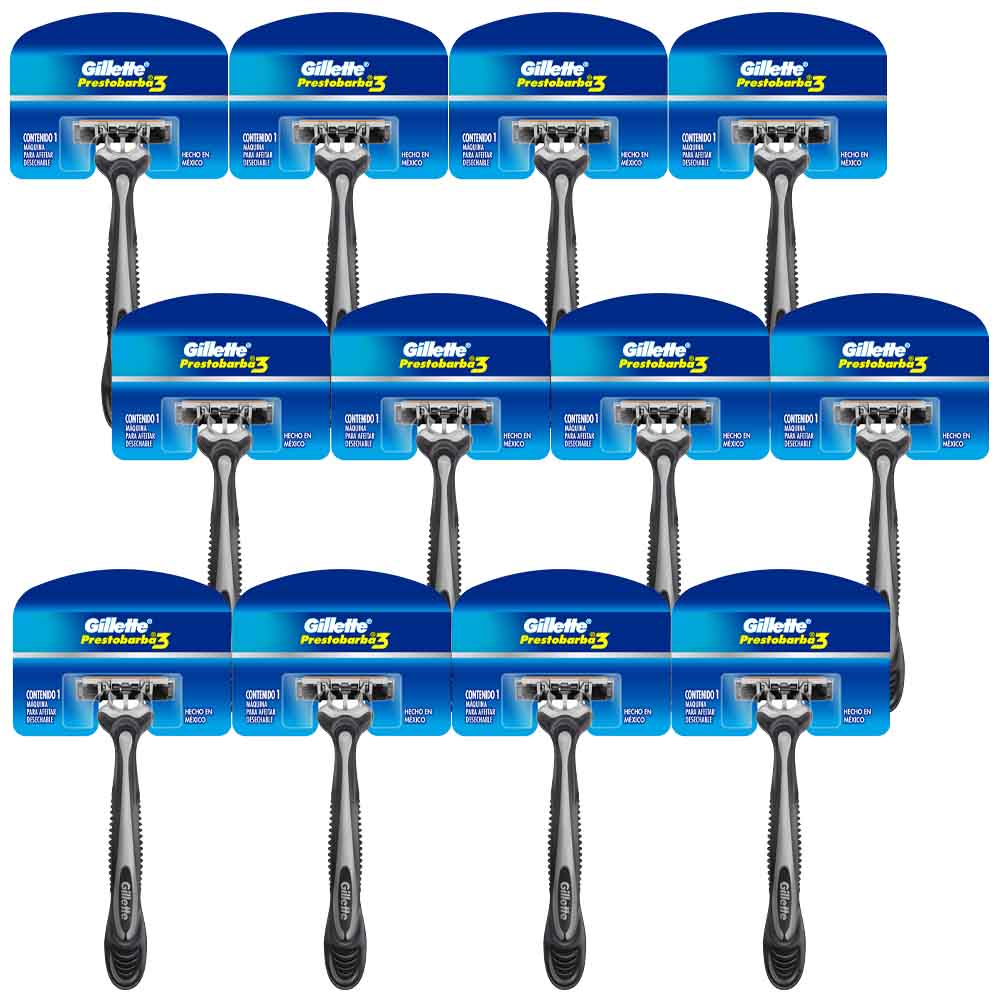 Máquina de Afeitar GILLETTE Prestobarba 3 Tira 12 Paquetes 1un c/u