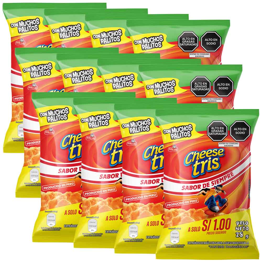 Palitos de Maíz CHEESE TRIS Tira 12 Bolsas 28g c/u