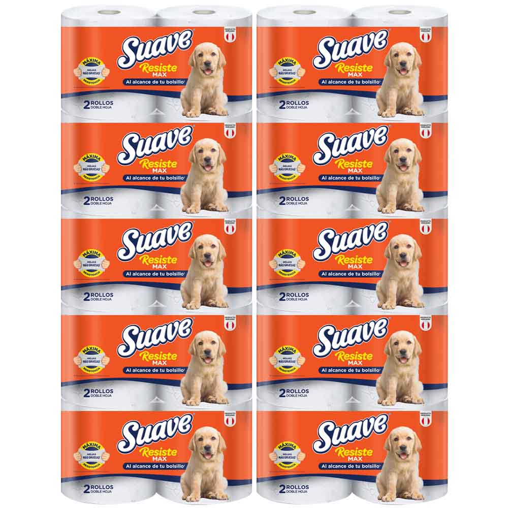 Papel Higiénico SUAVE ResisteMax Naranja Plancha 10 Paquetes 2un c/u