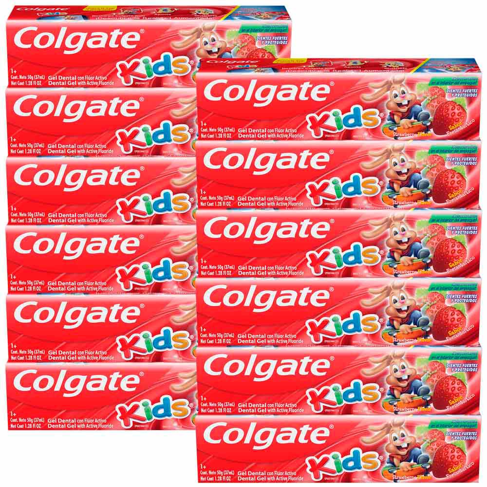 Pasta Dental COLGATE Kids Sabor Tutti Frutti Paquete 12 Tubos 50ml c/u