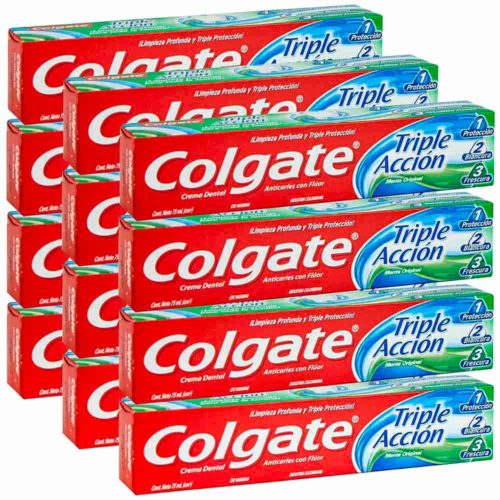 Pasta Dental COLGATE Triple Acción Paquete 12 Tubos 75ml c/u