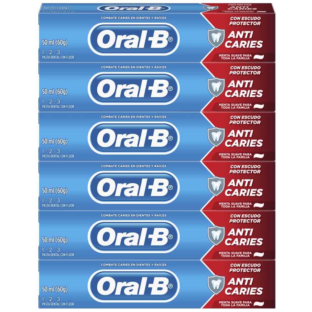 Pasta Dental ORAL-B Anticaries Paquete 6 Tubos 50ml c/u