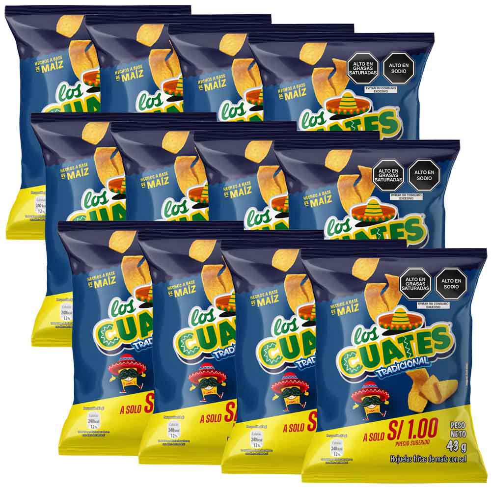 Piqueo LOS CUATES Tradicional Tira 12 Bolsas 43g c/u