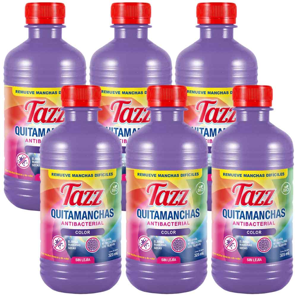 Quitamanchas Antibacterial TAZZ Paquete 6 Botellas 325ml c/u