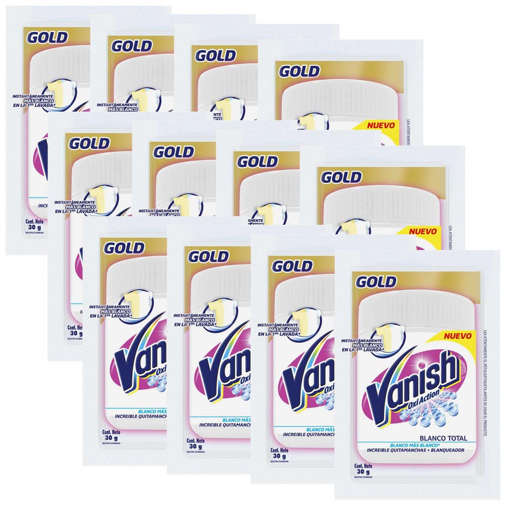 Quitamanchas en Polvo VANISH Ropa Blanca Tira 12 Sobres 30g c/u