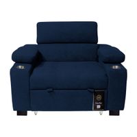 Sofá Cama Baraka Home Baltimore con Porta Vasos y Bolsillos Laterales 1 plz  Azul Marino