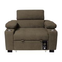 Sofá Cama Baraka Home Baltimore con Porta Vasos y Bolsillos Laterales 1 plz Beige Oscuro