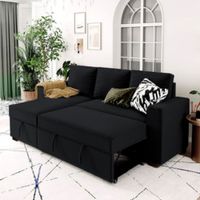 Sofá Cama Multifuncional Radovish con Almohadas 3 cuerpos - Negro