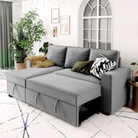 Sofá Cama Multifuncional Radovish con Almohadas 3 cuerpos - Gris Claro