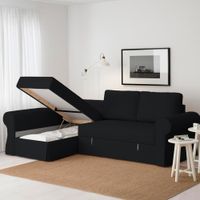 Sofá Cama Multifuncional Kamenica 3 cuerpos - Negro