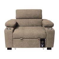 Sofá Cama Baraka Home Baltimore con Porta Vasos y Bolsillos Laterales 1 plz Beige Claro