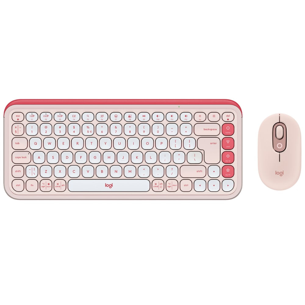 Kit Teclado y Mouse Logitech Pop Icon Bluetooth Multidispositivo Rosado