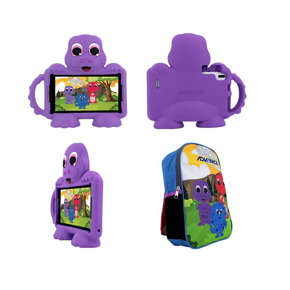 Kit 4G Tablet Mochila Advance TR8990 7 Pulg IPS Android 14 Go DualSIM 32GB RAM 2GB Morado