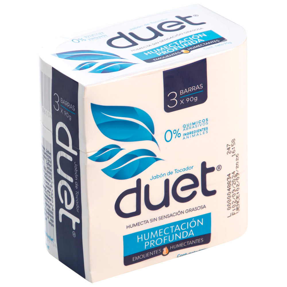 Jabón de Tocador DUET Humectación Profunda 90g x 3un