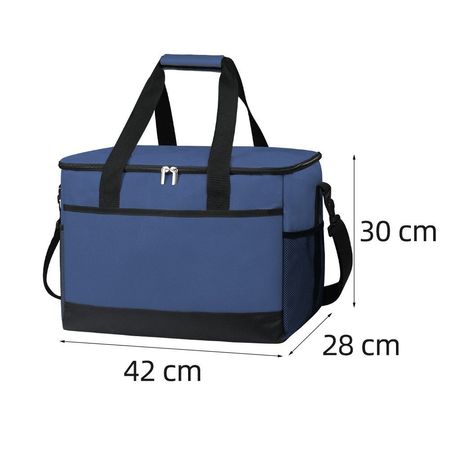 Bolsa térmica plegable para almuerzo de 35 litros con correa para el hombro y asa HHXB202418 Azul