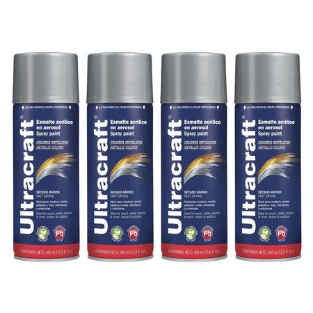 Pintura Spray Color Cromo Premiun x4 Unidades Ultracraft 40027-4
