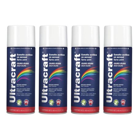 Pintura Spray Color Blanco Mate x4 Unidades Ultracraft 40038-4