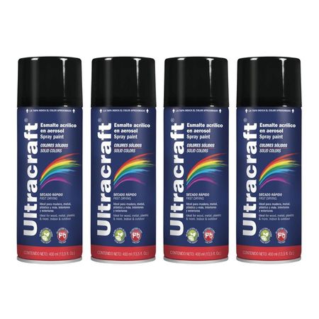 Pintura Spray Color Negro Mate x4 Unidades Ultracraft 40034-4