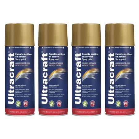 Pintura Spray Color Dorado x4 Unidades Ultracraft 40039-4