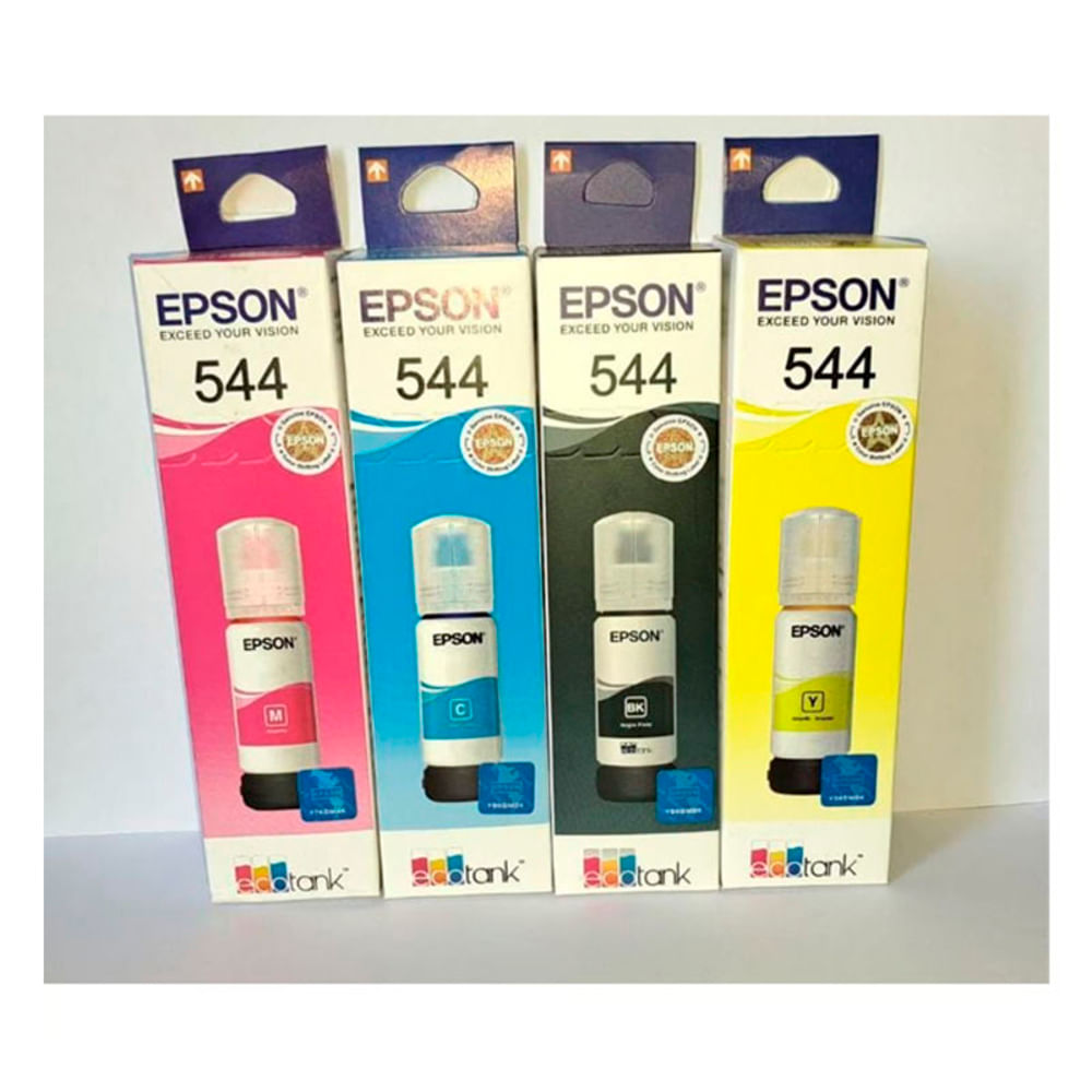 Kit de 4 Tintas Epson 544, Cian,Mag, Yell, Black