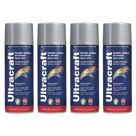 Pintura Spray Color Aluminio x4 Unidades Ultracraft 40030-4