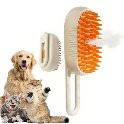 Cepillo Con Vapor Para Gatos Y Perros 3 En 1 - Desenreda, Limpia Y Relaja El Pelaje, Diseño Ergonómico