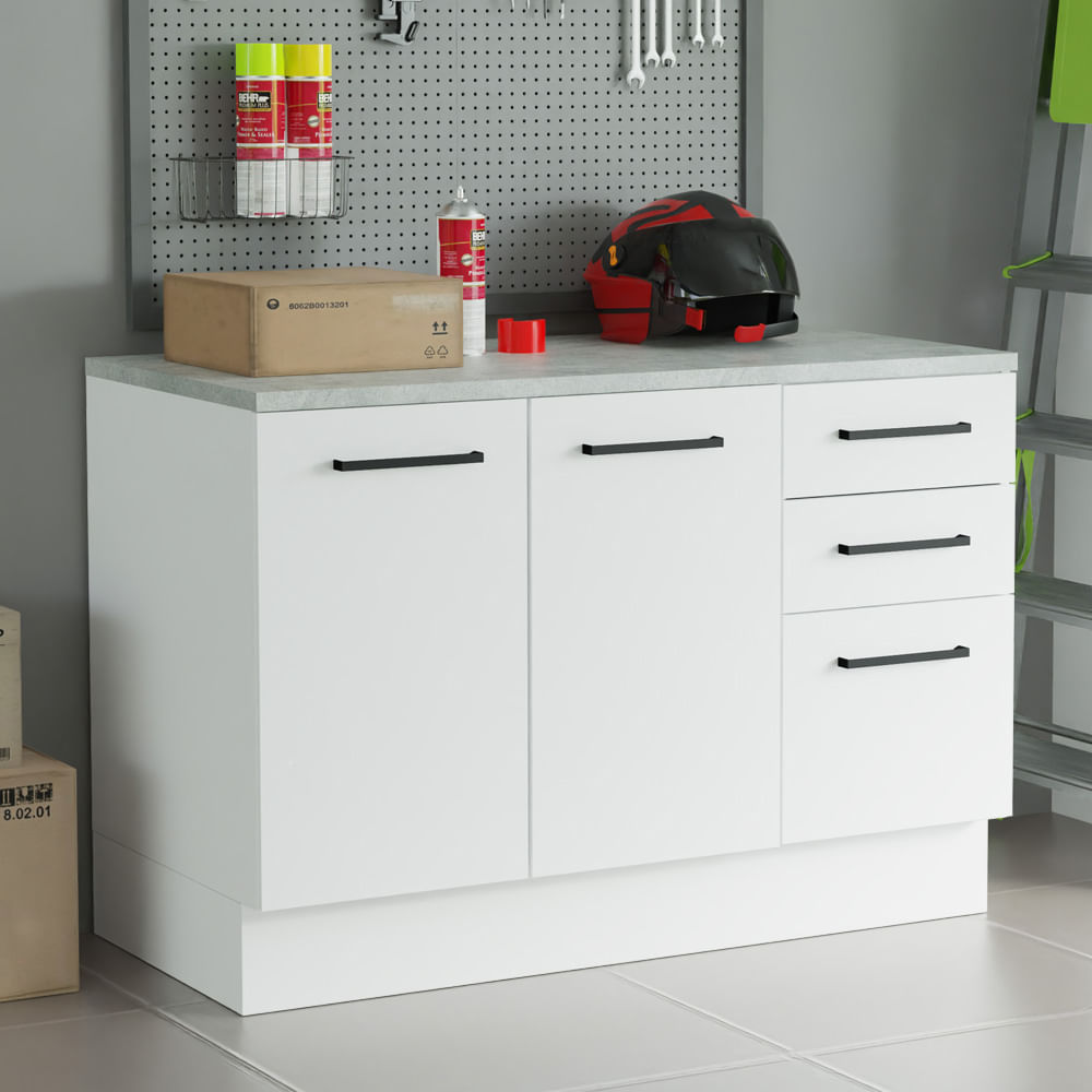 Mueble Multiuso 120cm 2 Puertas 3 Cajones Agata Blanco