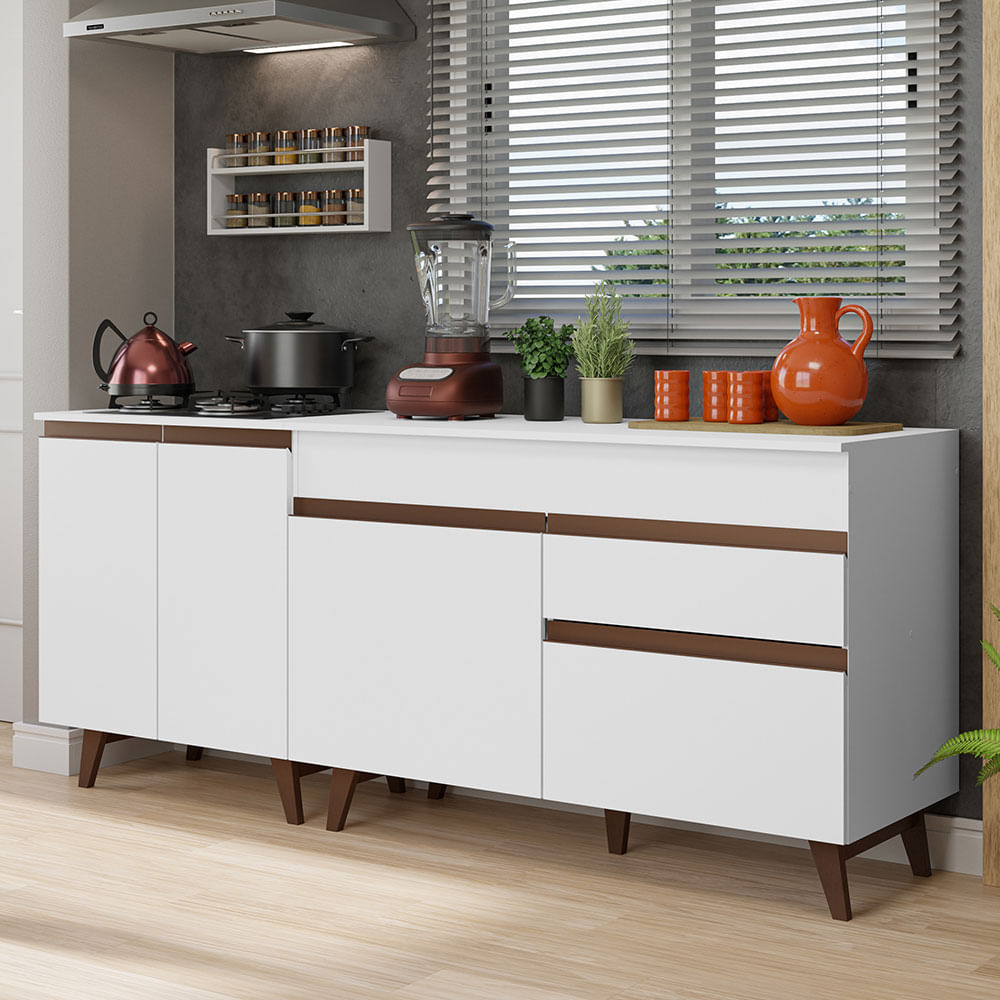 Kit con 2 Muebles de Cocina Reims (Con Encimera) Blanco