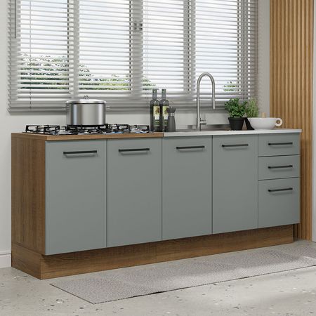 Kit con 2 Muebles de Cocina Agata (Sin Encimera ni Lavadero) Marron Gris