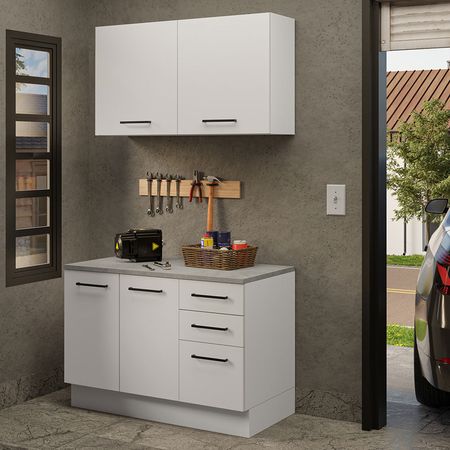 Mueble Alto y Mueble Bajo Multiuso 120cm Agata Blanco
