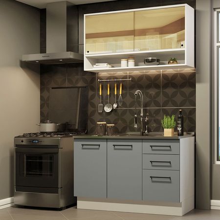 Mueble de Cocina Compacta 120cm Agata 02 Blanco Gris