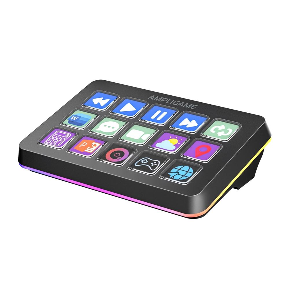 Teclado Fifine Ampligame D6 con 15 Teclas LCD Personalizables - Negro