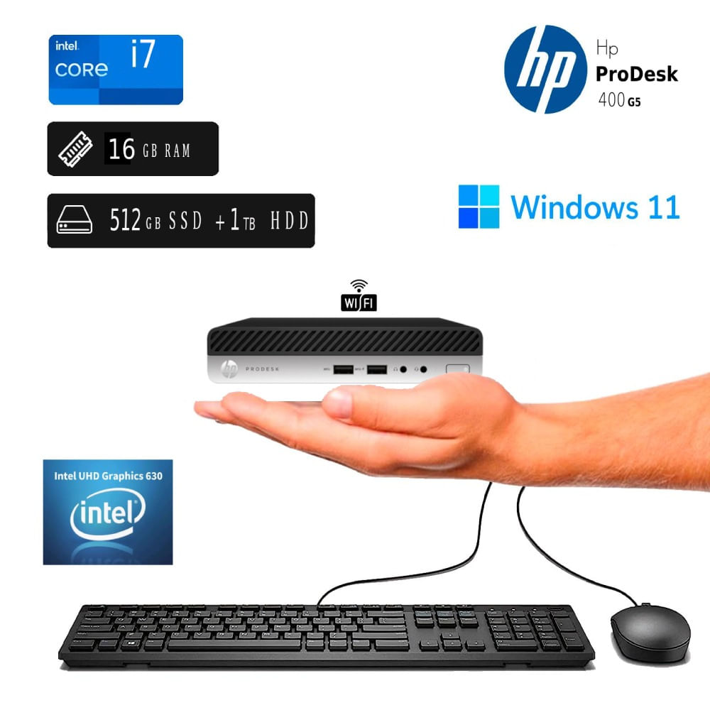 Reacondicionado Cpu Hp Mini 400 G5 Intel Ci7 9na 16GB Ram 512GB SSD 1TB HDD